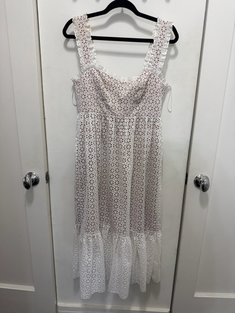 Michael Kors Collection White Eyelet Midi Dress